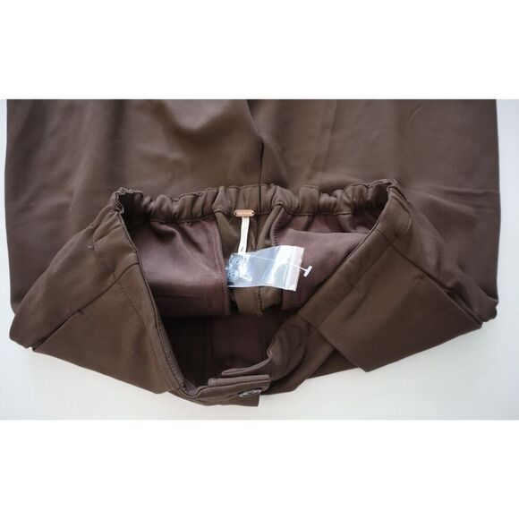 Free People OB2162963 Women's Sz XS Brown Pleated Front Straight Leg Pants - Picture 4 of 11